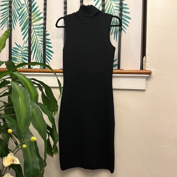 CALVIN Klein Midi Ribbed Turtleneck Dress. In EUC Size Small in Black. - Picture 4 of 8
